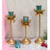 Three Layer Lotus With 4 Green Glass Votive Tealight Holder